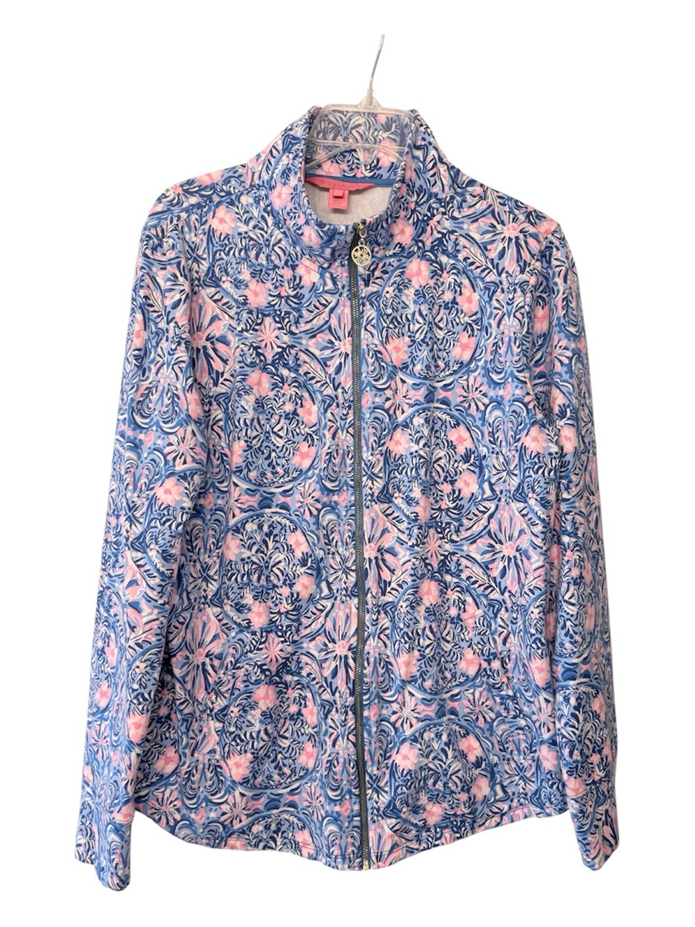 Lilly Pulitzer NEW UPF 50+ Leona Zip-Up Jacket blue peri taking it easy Large L